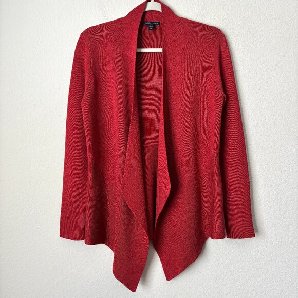 Eileen Fisher Sweaters - Eileen Fisher Silk Organic Cotton Waterfall Open Front Cardigan in Cayenne